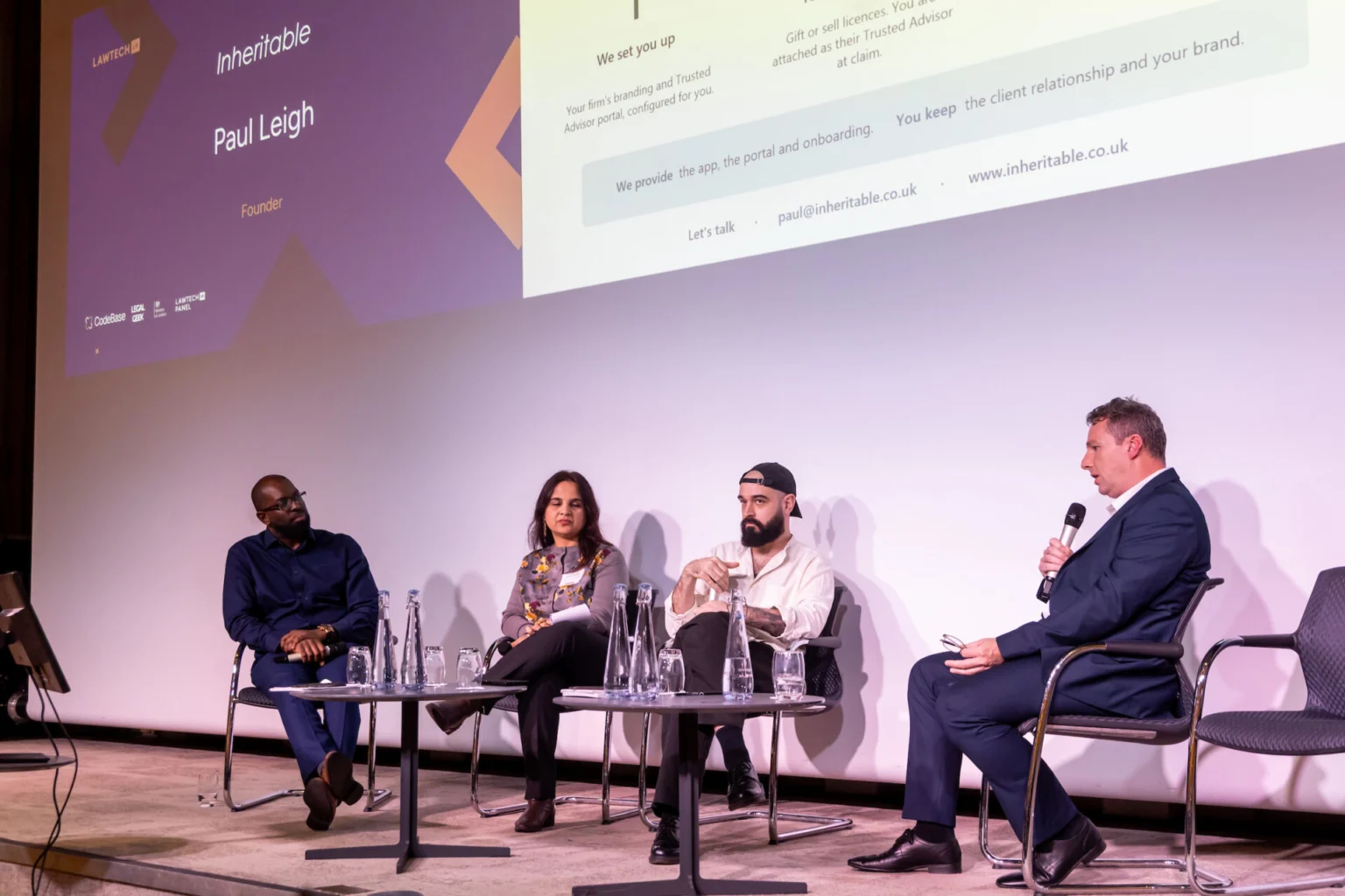 Panel discussion and Q&A on stage at the LawtechUK Investment Event