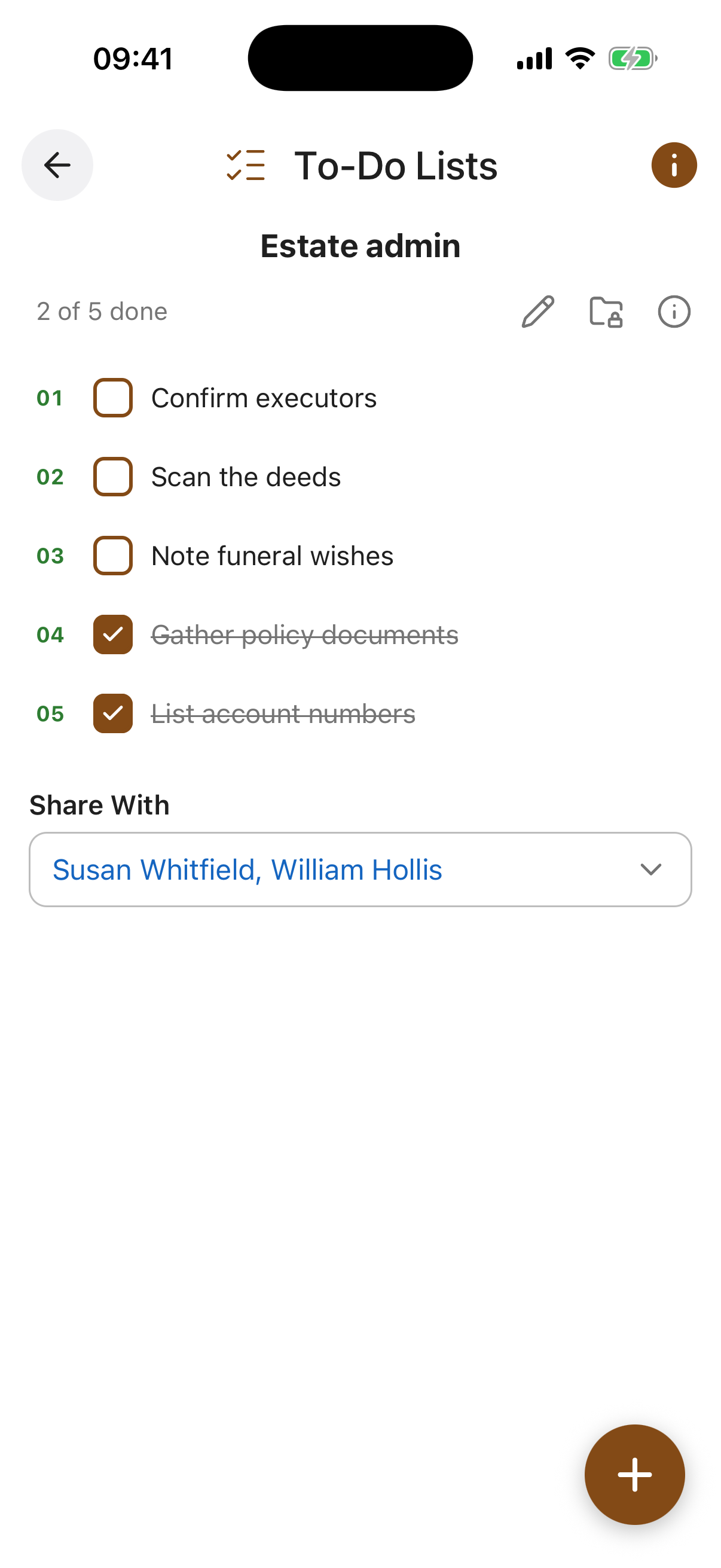 To-Do Lists screen