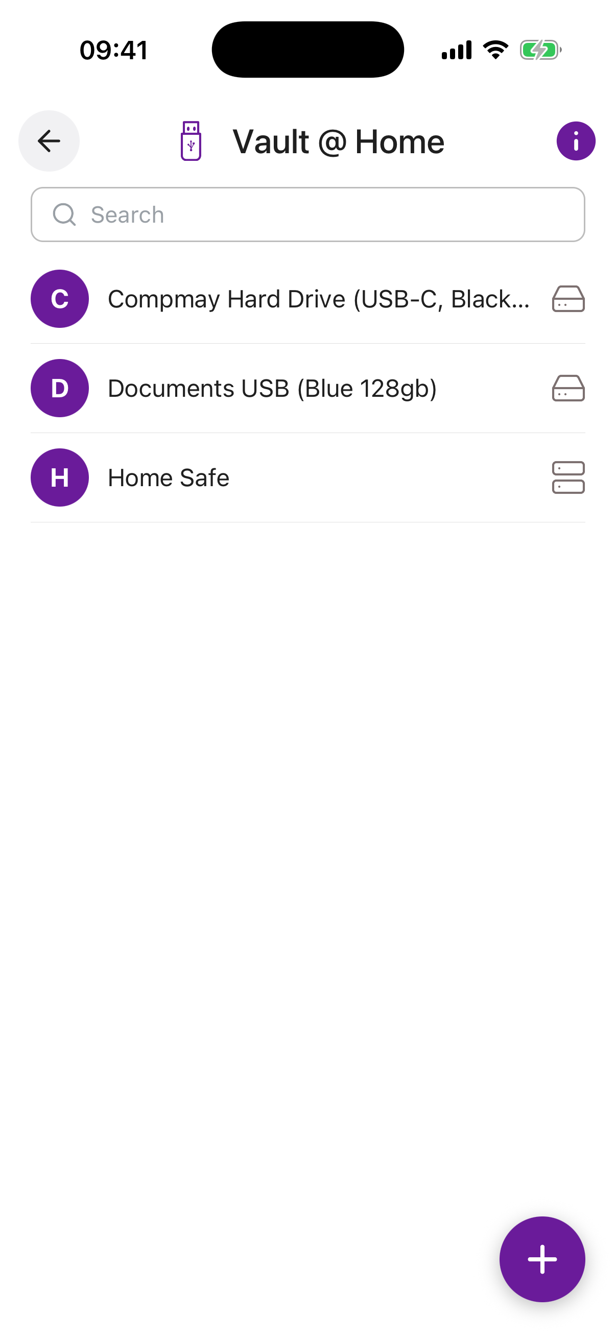 Vault @ Home screen