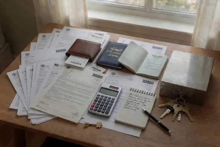 A quiet scene representing documents and records kept together